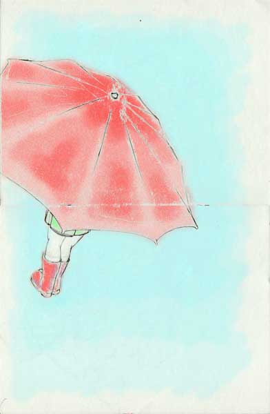 illustratin:girl under an umbrella